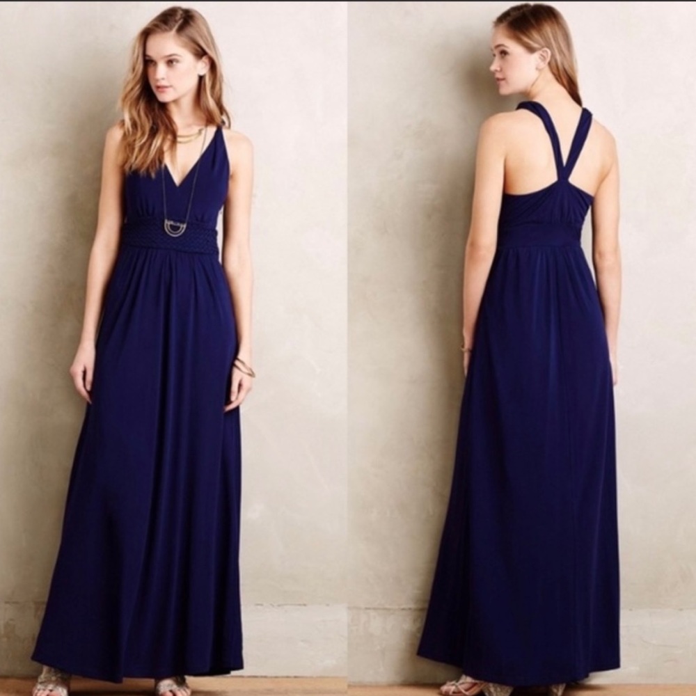 ANTHRO MAEVE Yuma Maxi Dress Navy Blue Size 6